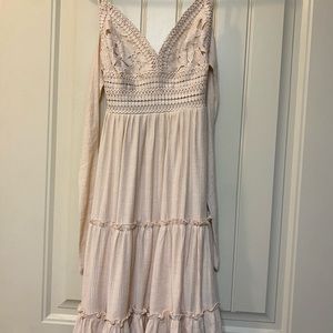 cream colored flowy dress